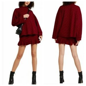 FREE PEOPLE copper combo sweater and skirt set size Large NWT